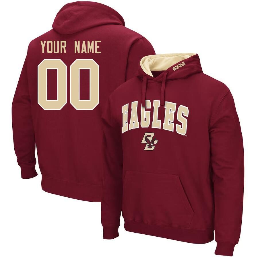 Custom Boston College Eagles Name And Number Hoodies-Maroon